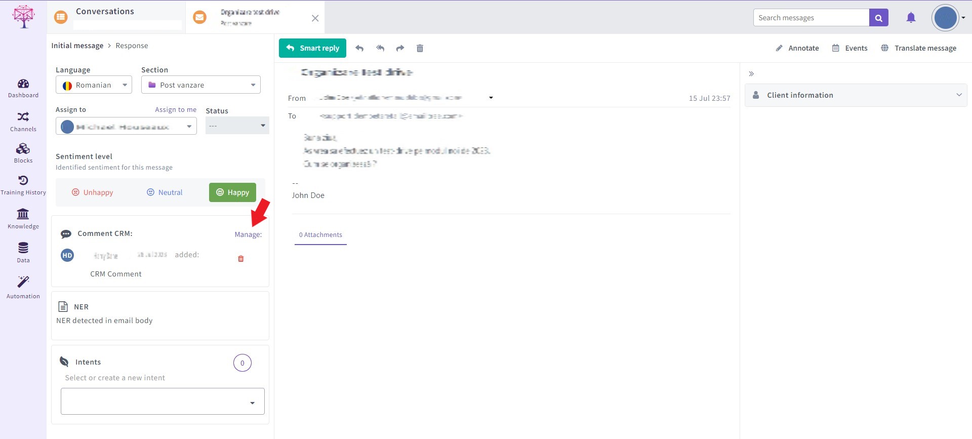 CRM in Email View